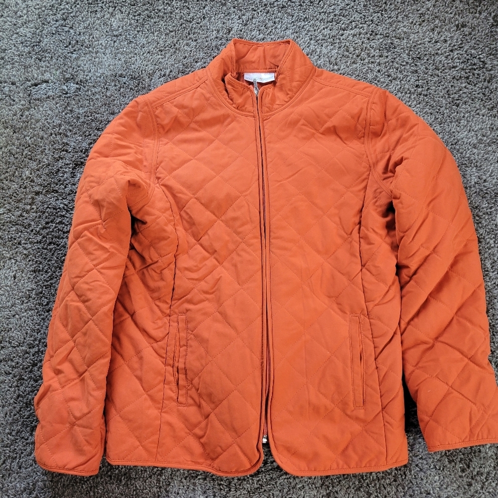 Preswick & Moore Sport Blazer Petite Medium Orange Zip Up Woman's